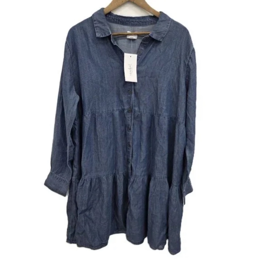 Women’s Ingrid & Isabel Maternity Denim Tiered Button Down Shirtdress Dress